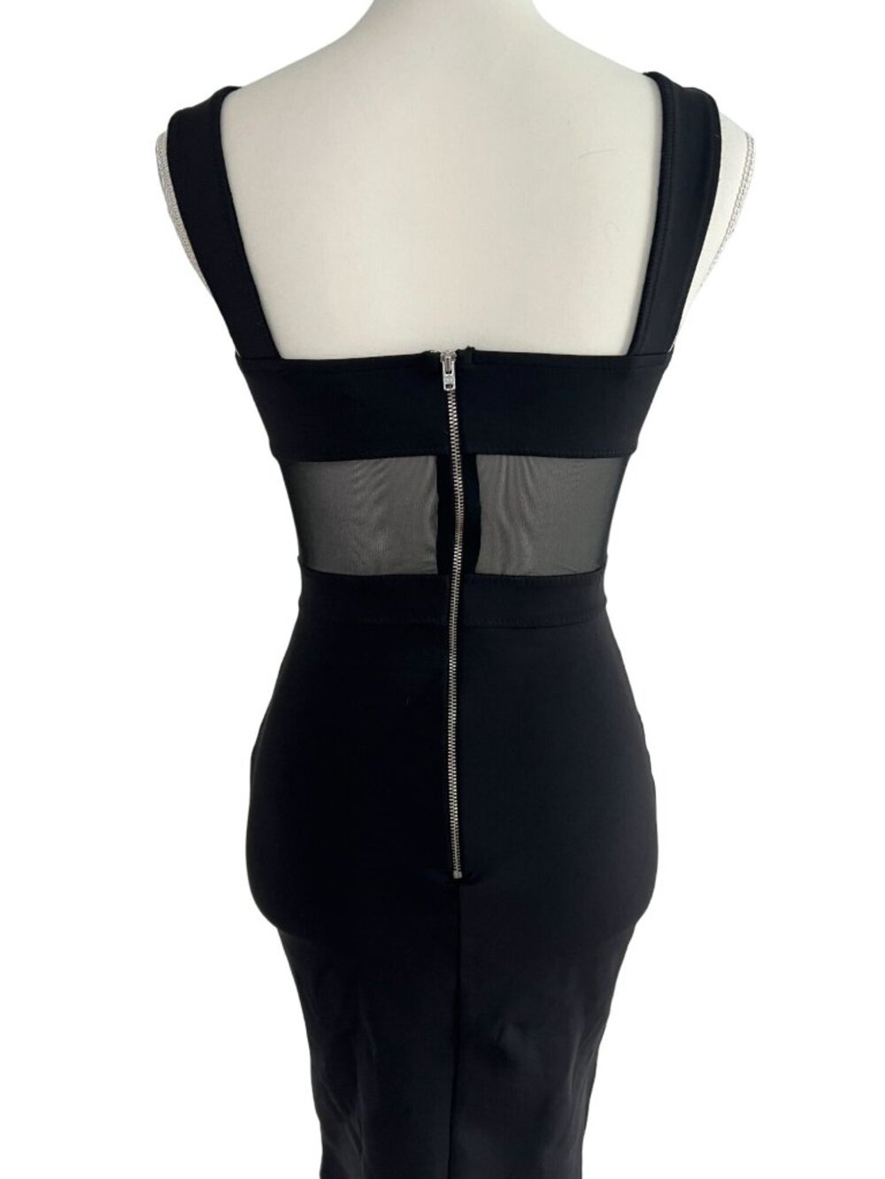 FRENCH CONNECTION Black Mesh Cutout Cocktail Dress Size US 4 - Picture 4 of 7